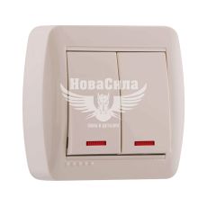 LEZARD DEMET Вимикач подвійний з підсвіткою, крем