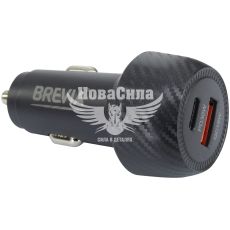 Зарядне для портативних пристроїв 12-24V (Brevia) 1USB-A, 1USB-C, 48W, Carbon