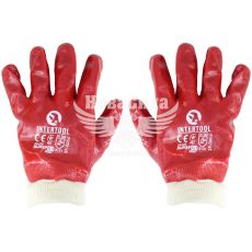 Рукавиці робочі (Intertool) прорезинені червоні