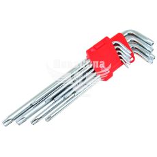 Набор звездочек Г-образных ключей TORX с отверстием (Carlife) (Cr-V, T10-T50, 1.5-10мм.)