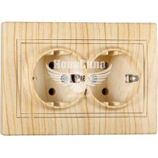 LEZARD MIRA Розетка подвійна з/з ПБТ, дуб вибілений матовий