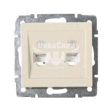 LEZARD RAIN Розетка комп'ютер + телефон RJ45 CAT5 + RJ11, перлинно-білий перламутр, (без рамки)