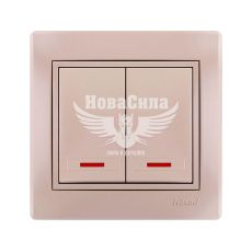 LEZARD MIRA Вимикач подвійний з підсвіткою, перлинно білий