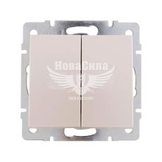 LEZARD RAIN Вимикач подвійний, перлинно-білий перламутр, без рамки