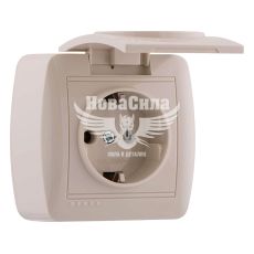 LEZARD DEMET Розетка одинарна з/з з кришкою, крем