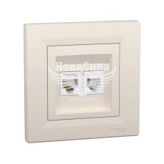 Schneider Electric Asfora Розетка комп'ютер + телефон RJ45 CAT5e + RJ12, кремовий