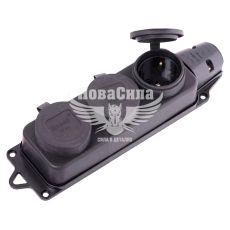 LEZARD Розетка зовнішньої установки потрійна з заглушками (каучук)