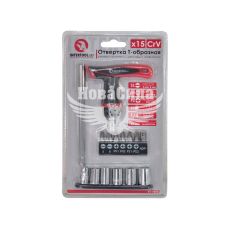 Викрутка Т-образна реверсіонна (Intertool) -/+ 15в1