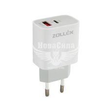 Зарядне для портативних пристроїв 220V (Zollex) 1USB-A, 1USB-C, 20W