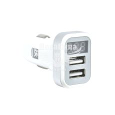 Зарядне для портативних пристроїв 12-24V (ДК) 2USB-A 2100mA, LED Дисплей, Біле
