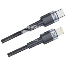 Кабель для зарядки моб. телеф. Type-C to Lightning (Brevia) 1м. чорний, 30W, Box (53100)