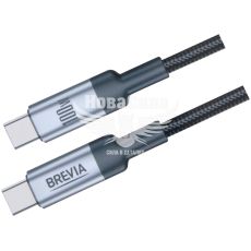 Кабель для зарядки моб. телеф. Type-C to Type-C (Brevia) 1.2м. чорний, 100W, Box