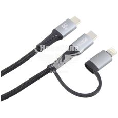 Кабель для зарядки моб. телеф. Type-C to Type-C + Lightning (Brevia) 1.2м. чорний, 60W, Box