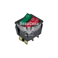 Кнопка (вимикач) універс. 1-полож. / 6-вих. (червона + зелена) подвійна