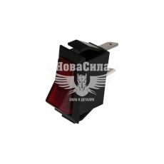 Кнопка (вимикач) універс. 1-полож. / 2-вих. (червона) вузька