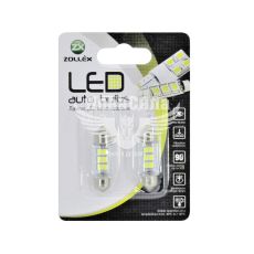 Лампочка 2-ох цокольна LED T11_C5W SMD біла 6-діодів 12V-5Вт SV8.5-8 36мм. (Zollex) (к-т.-2шт.)