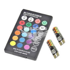 Лампочка RGB без цоколя LED T10_W5W SMD біла 9-діодів 12V W2.1x9.5d (КНР) (з пультом)