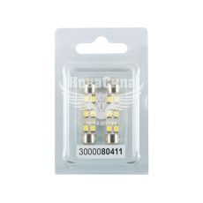Лампочка 2-ох цокольна LED T11_C8W SMD біла 6-діодів 12V-0,7Вт SV8.5-8 41мм. (Futura) (к-т.-2шт.)