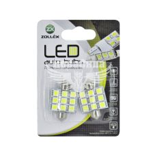 Лампочка 2-ох цокольна LED T11_C5W SMD біла 9-діодів 12V-5Вт SV8.5-8 36мм. (Zollex) (к-т.-2шт.)
