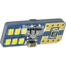 Лампочка без цоколя LED T10_W5W біла 12-діодів 12-24V (Cyclone) 5000K Canbus