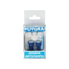 Лампочка без цоколя LED T10_W5W SMD синя 6-діодів 24V W2.1x9.5d (Futura) (к-т. 2шт.)