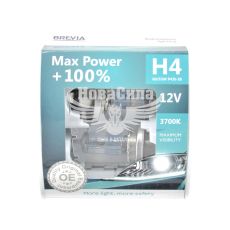 Лампочка галогенна H4 P43t 12V-60/55Вт (Brevia) +100 (Max Power) (кт. 2шт.)