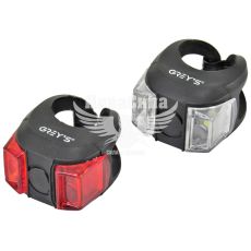 Мигалка велосипедная (Greys) силикон, раб. до 140час, 2хLEDs 0,5W, влагозащ, 2XCR2032, 3 реж. работы