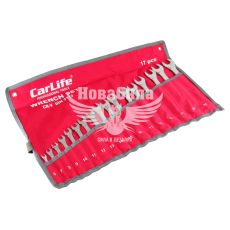 Набір ключів ріжково-накидних (CarLife) 17шт. в чохлі (6-24мм.)