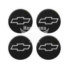 Наклейка Chevrolet на колпаки (силикон) черная диам. 5х5