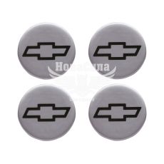 Наклейка Chevrolet на колпаки (силикон) серебряная диам. 5х5