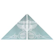 Наклейка Кутова (скла бокового) (DAF) (біла) 31х31