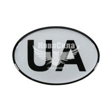 Наклейка UA (овал срібне тло) (силікон) 6,7х4,6