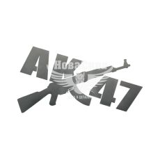 Наклейка з написом AK-47 22x14,5 срібна