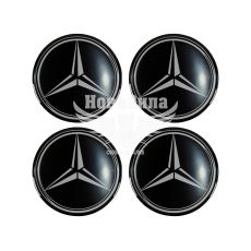 Наклейка Mercedes Benz на ковпаки (силікон) чорна діам. 7