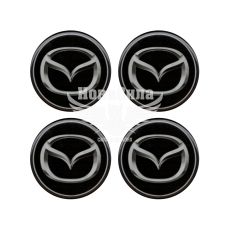 Наклейка Mazda на ковпаки (силікон) чорна діам. 5х5