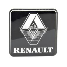 Наклейка з написом Renault (чорне тло) (силікон) 7х7