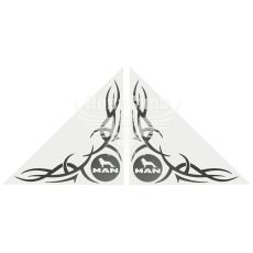 Наклейка Кутова (скла бокового) (MAN) (срібна) 31х31