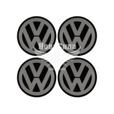 Наклейка VW на колпаки (силикон) серебряная диам. 7