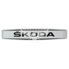 Наклейка з написом Skoda (срібне тло) (силікон) 12х2,2