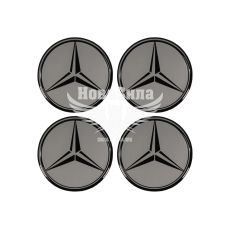 Наклейка Mercedes Benz на ковпаки (срібна) (силікон) діам. 5х5