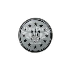Наклейка Герб України (круг срібне тло) (силікон) діам 5,5