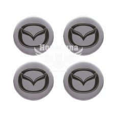Наклейка Mazda на ковпаки (силікон) срібна діам. 5х5