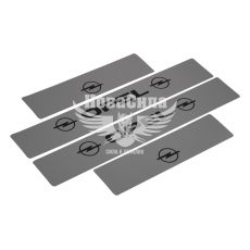 Наклейка на пороги Opel (серебряные) кт. 4шт. 48х8 передние, 30х8 задние