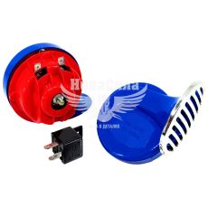 Сигнал улитка (Elegant) 12V красно-синий хром
