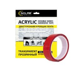 Скотч двохстор. 20мм. 2м. (Solar) Acrylic (прозрачный усил.)
