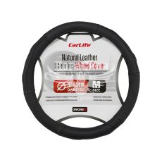 Чехол руля M кожа черный 37-39см. (CarLife) SW245M