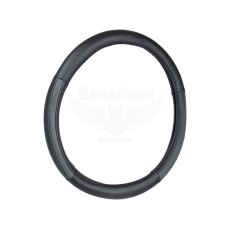 Чехол руля XL черный с серыми вставками 41-43см. (CarLife) (перфорированный)