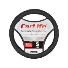 Чехол руля S кожа черный 35-37см. (CarLife)