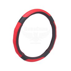 Чохол руля M чорний з червоними вставками 37-39см. (CarLife) (перфорований)