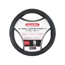 Чехол руля S кожа черный 35-37см. (CarLife)
